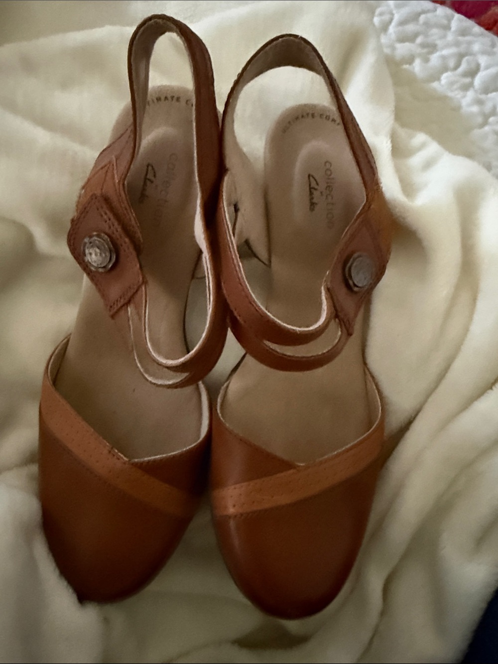 Clarks Brown Leather Slingback Mules